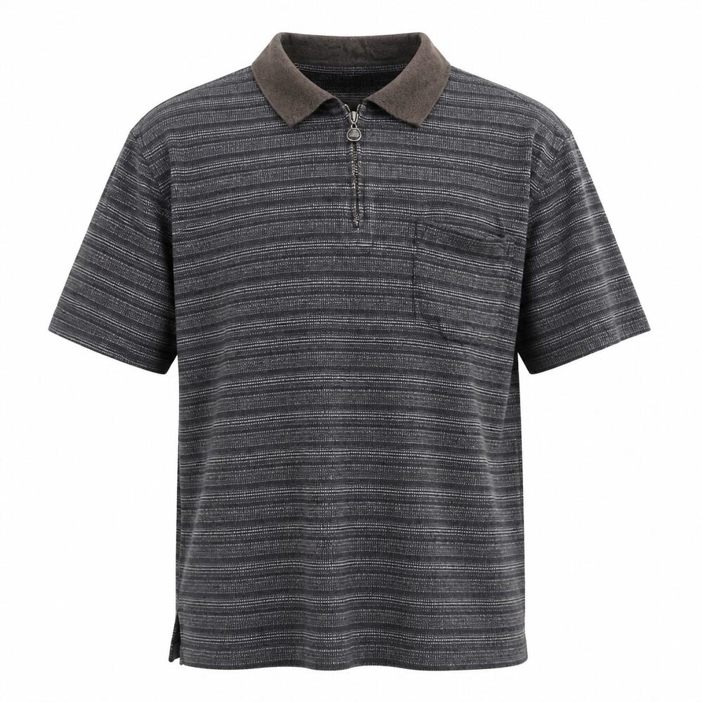 Vintage S.T. Dupont Paris Mercerized Cotton Quarter Zip Polo Shirt Striped L